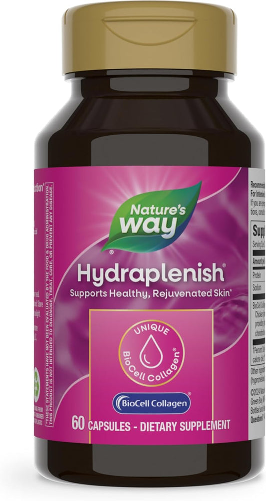 Nature's Way Hydraplenish Capsules with BioCell Collagen & Hyaluronic Acid for Healthy Skin & Elasticity, 60 ct