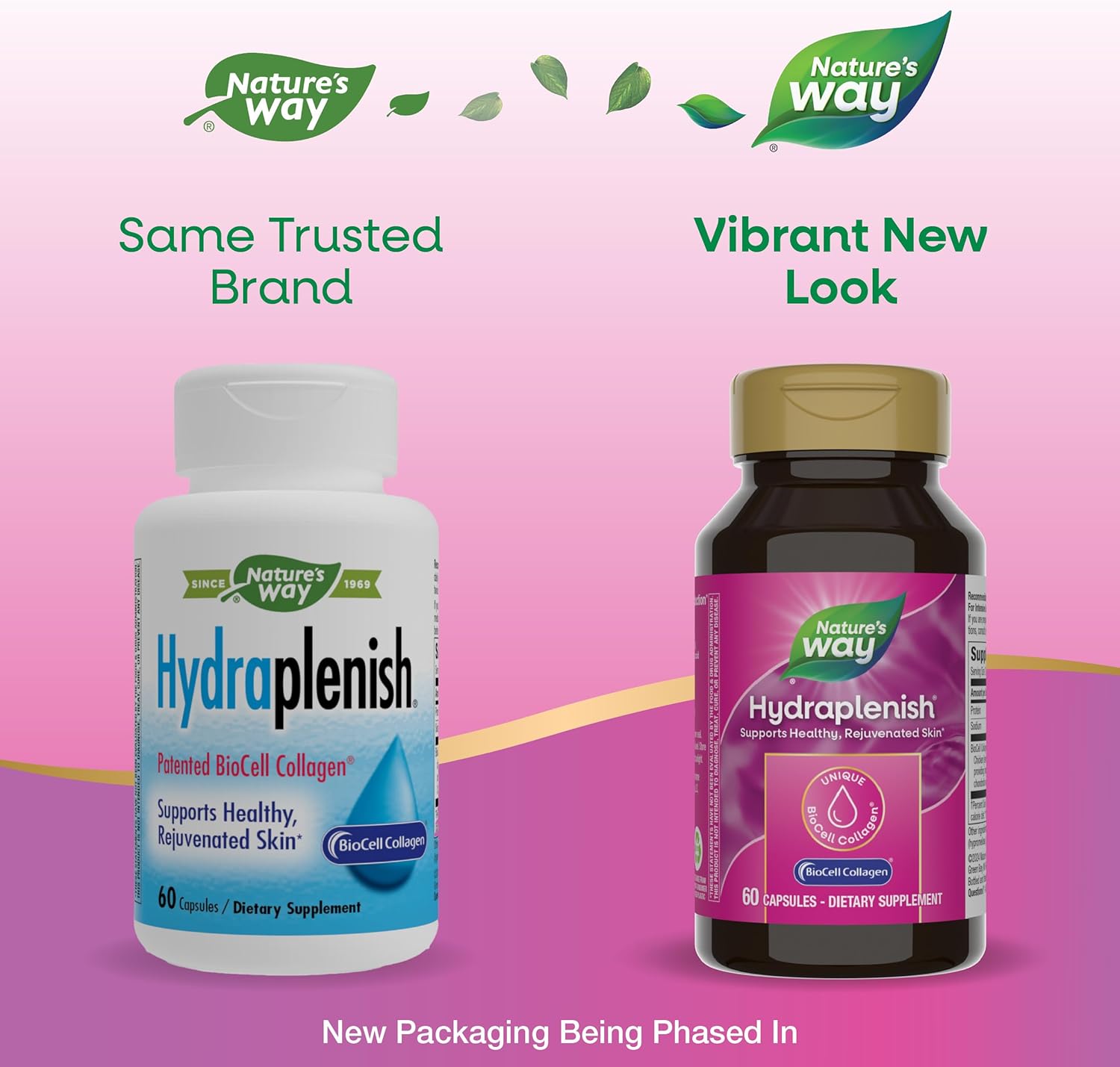 Nature's Way Hydraplenish Capsules with BioCell Collagen & Hyaluronic Acid for Healthy Skin & Elasticity, 60 ct