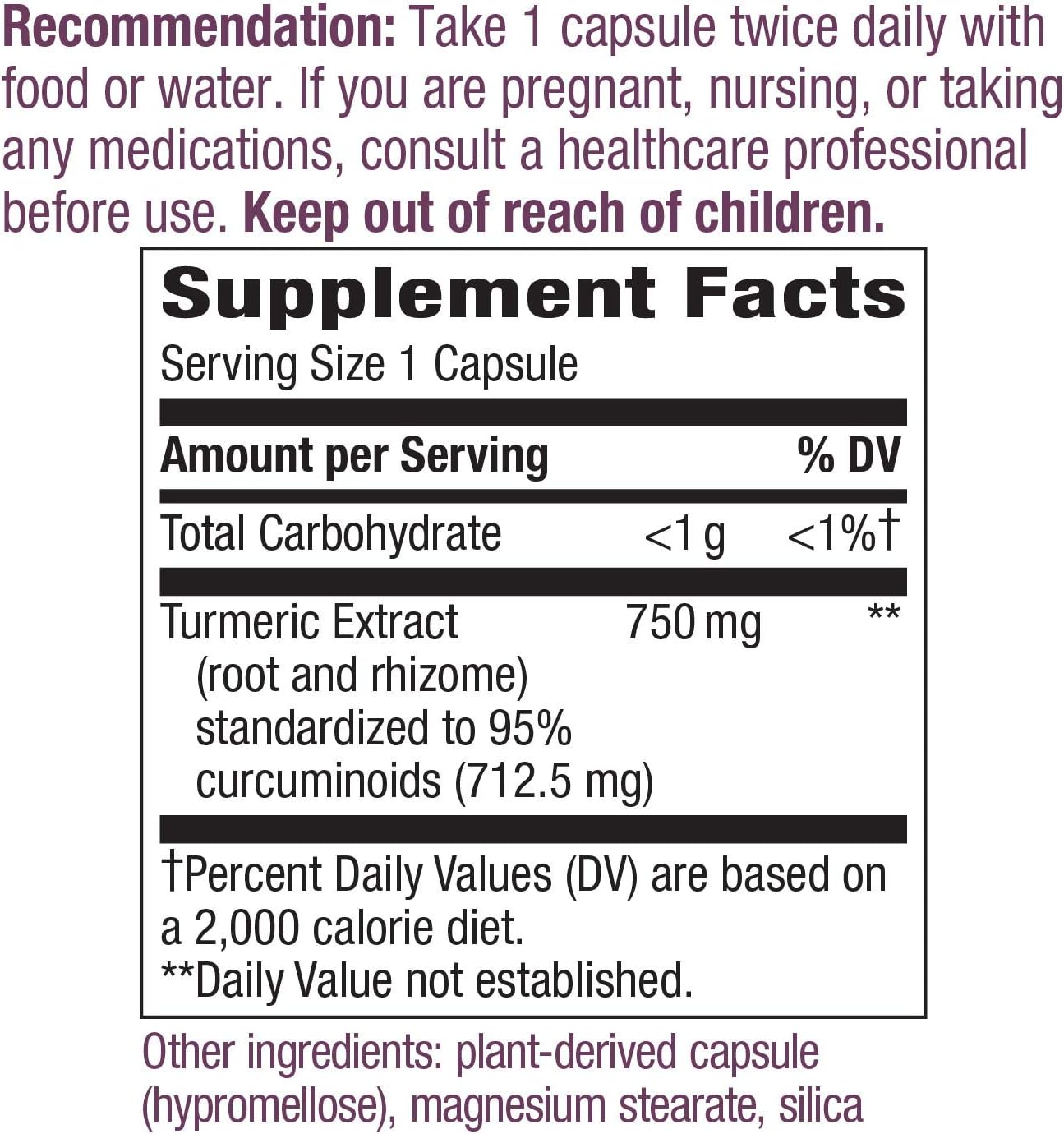 Nature's Way Premium Turmeric Extract - Max Potency 95% Curcuminoids - 750mg - 60 Vegan Capsules (2 Pack)