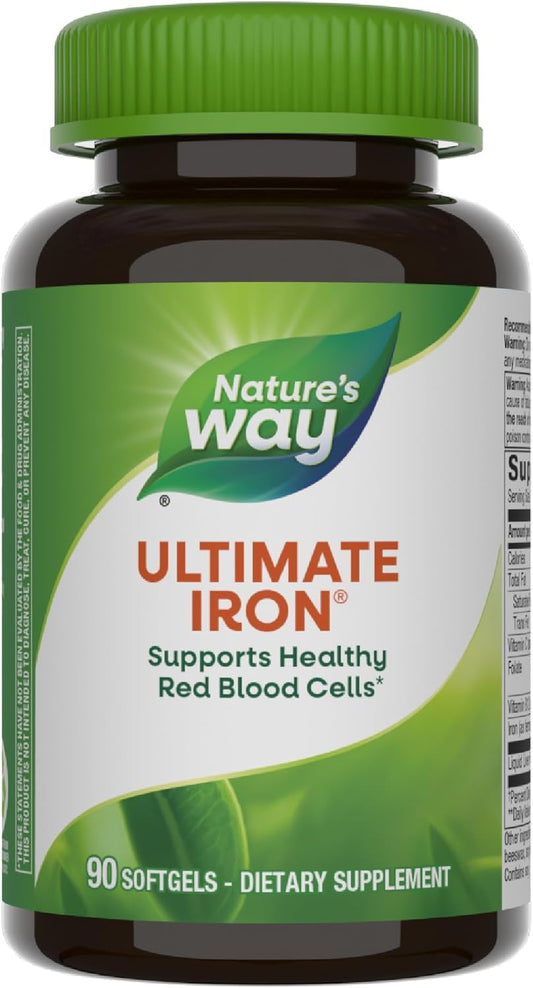 Nature's Way Ultimate Iron Supplement - Supports Red Blood Cells & Energy Production - 50mg per Serving - 90 Softgels, Gluten-Free