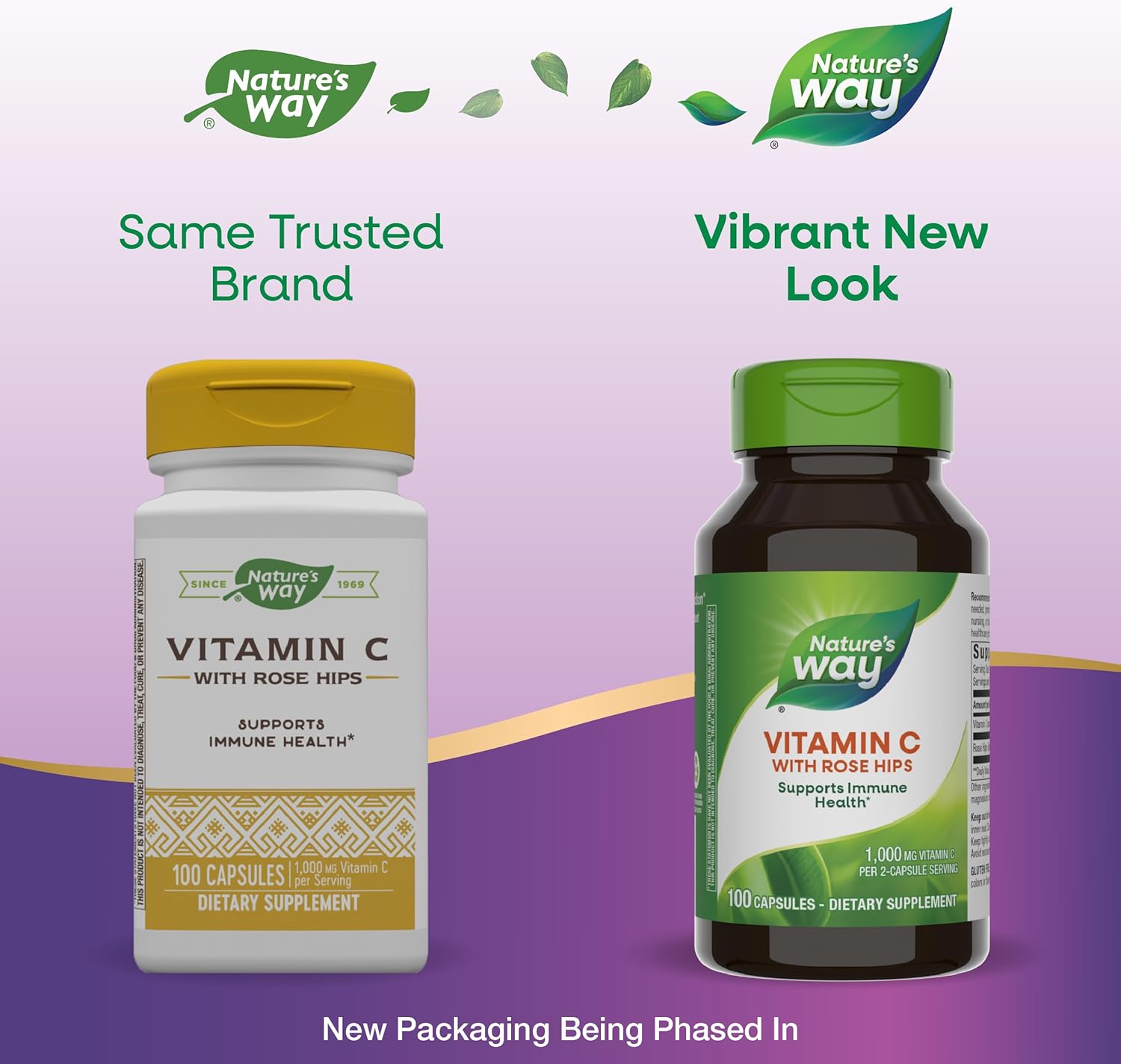 Nature's Way Vitamin C with Rose HIPS, 1,000 mg, 100 Capsules - Antioxidant & Immune Support for Healthy Skin