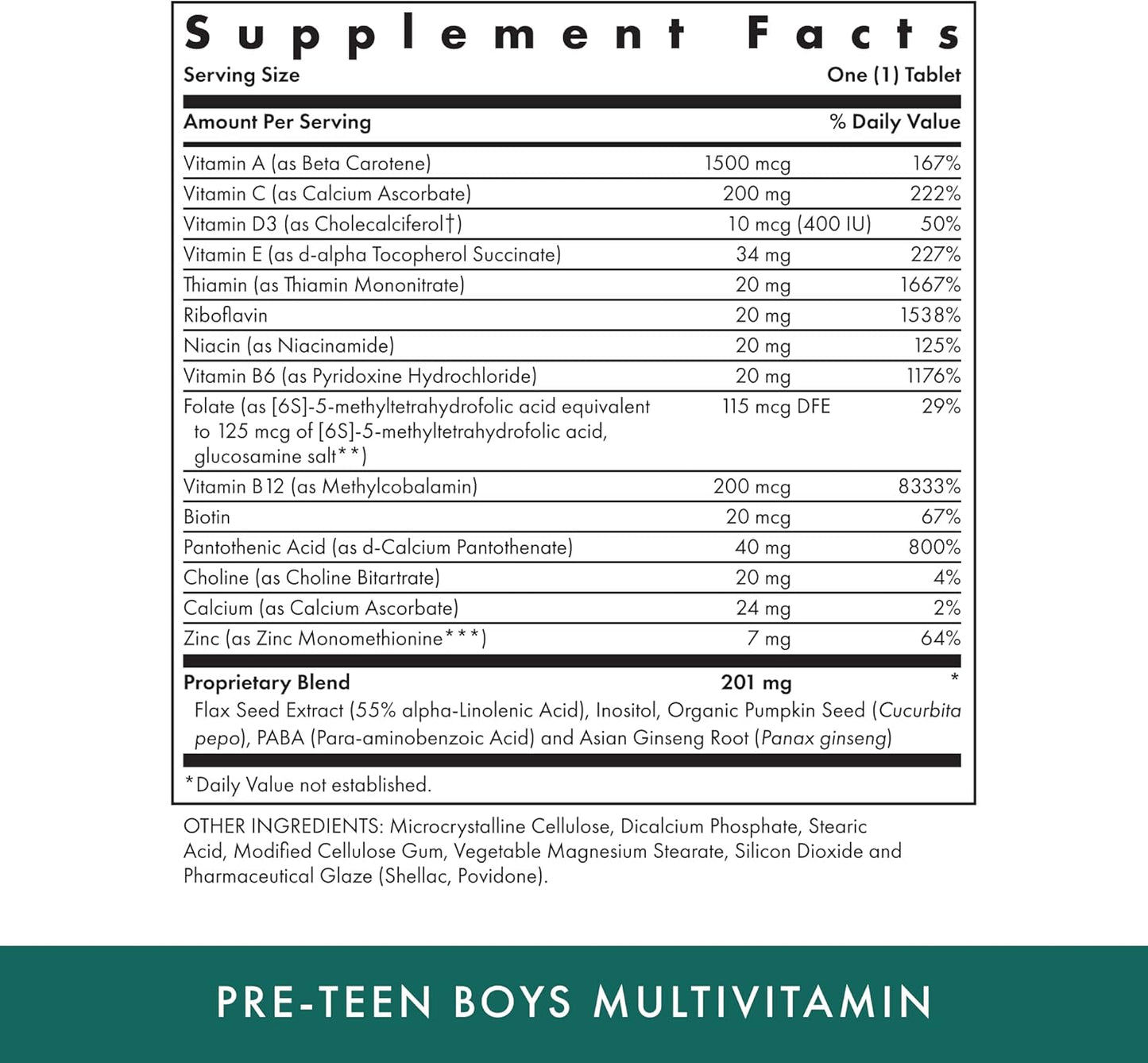 Naturopathic Pre-Teen Boys Daily Multivitamin with Male Herbal Blend - 60 Vegetarian Tablets