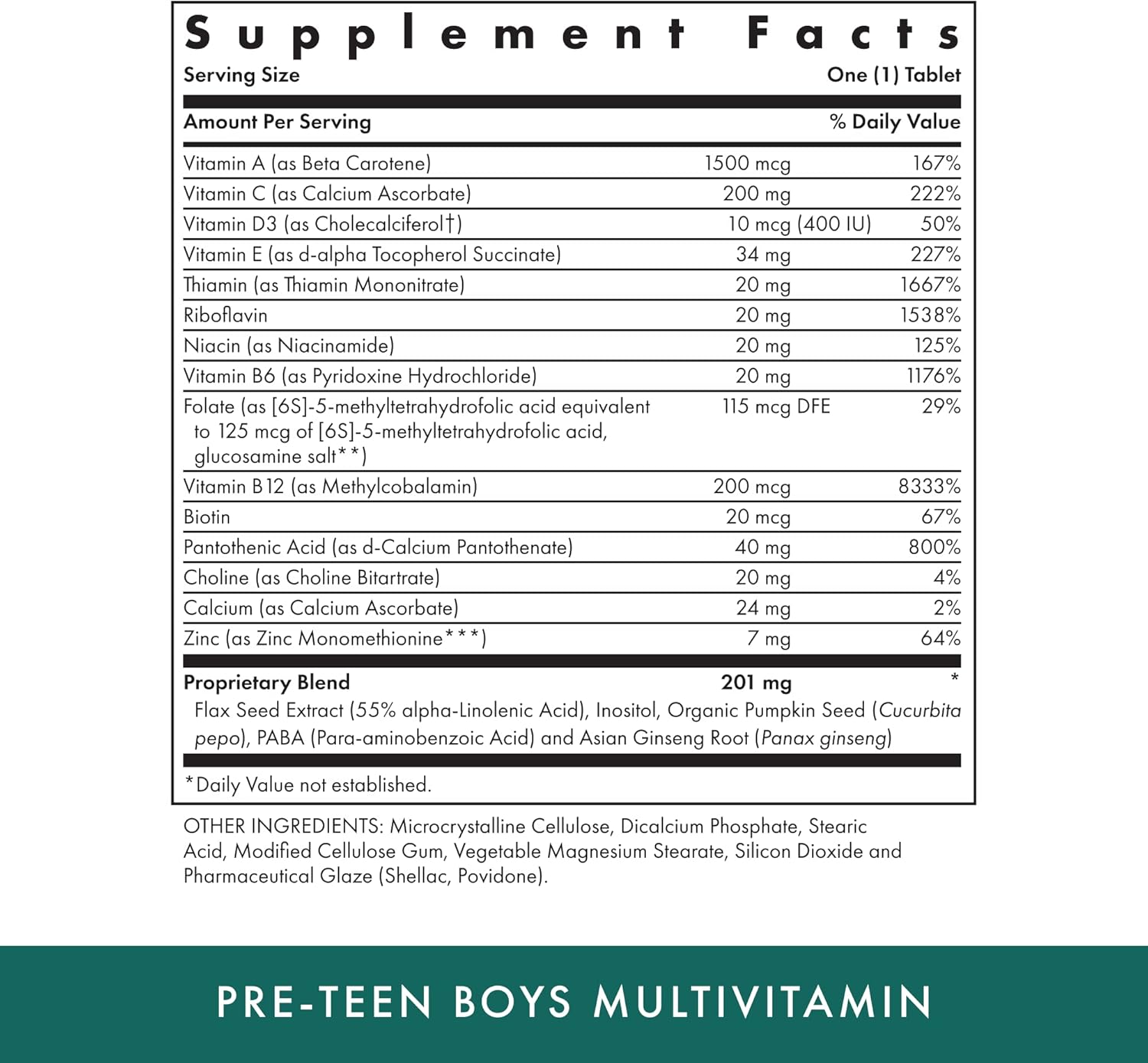Naturopathic Pre-Teen Boys Daily Multivitamin with Male Herbal Blend - 60 Vegetarian Tablets
