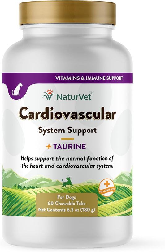 NaturVet Dog Cardiovascular Support Supplement with Taurine, Antioxidants, Magnesium, Hawthorn, L-Carnitine - 60 Ct.