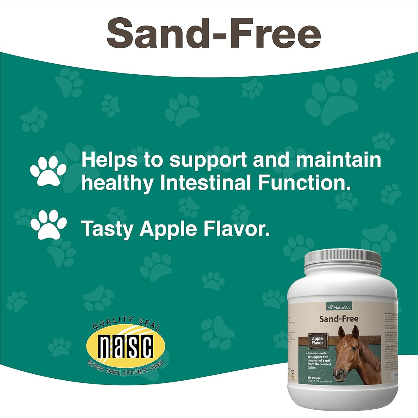 NaturVet Sand-Free Horse Powder 3 lbs Apple Flavor Intestinal Health Sand Removal Ventral Colon Support