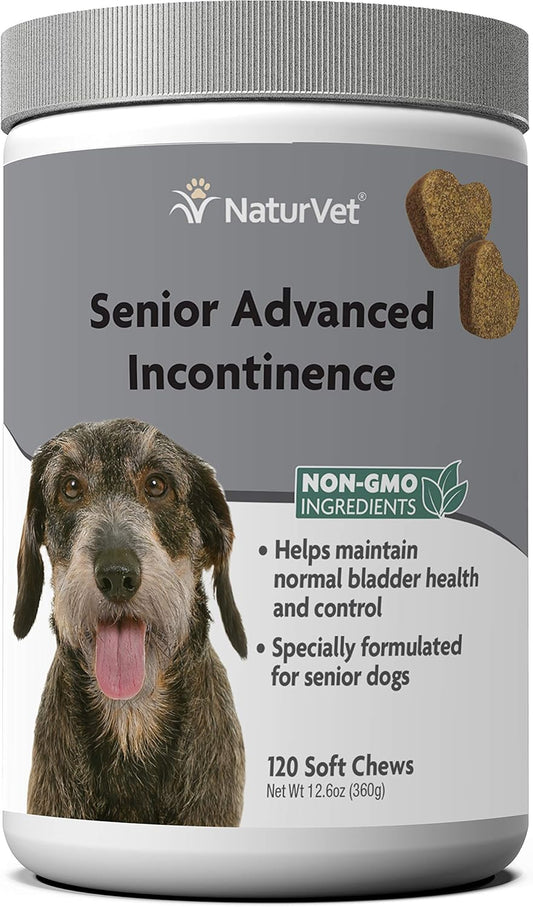 NaturVet Senior Dog Incontinence Supplement - Promotes Bladder Control, Supports Normal Urination - 120 Soft Chews with Botanical Blend
