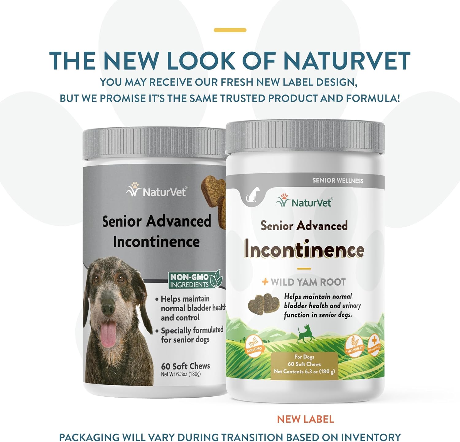 NaturVet Senior Dog Supplement for Bladder Control - Botanical Blend - 60 Soft Chews