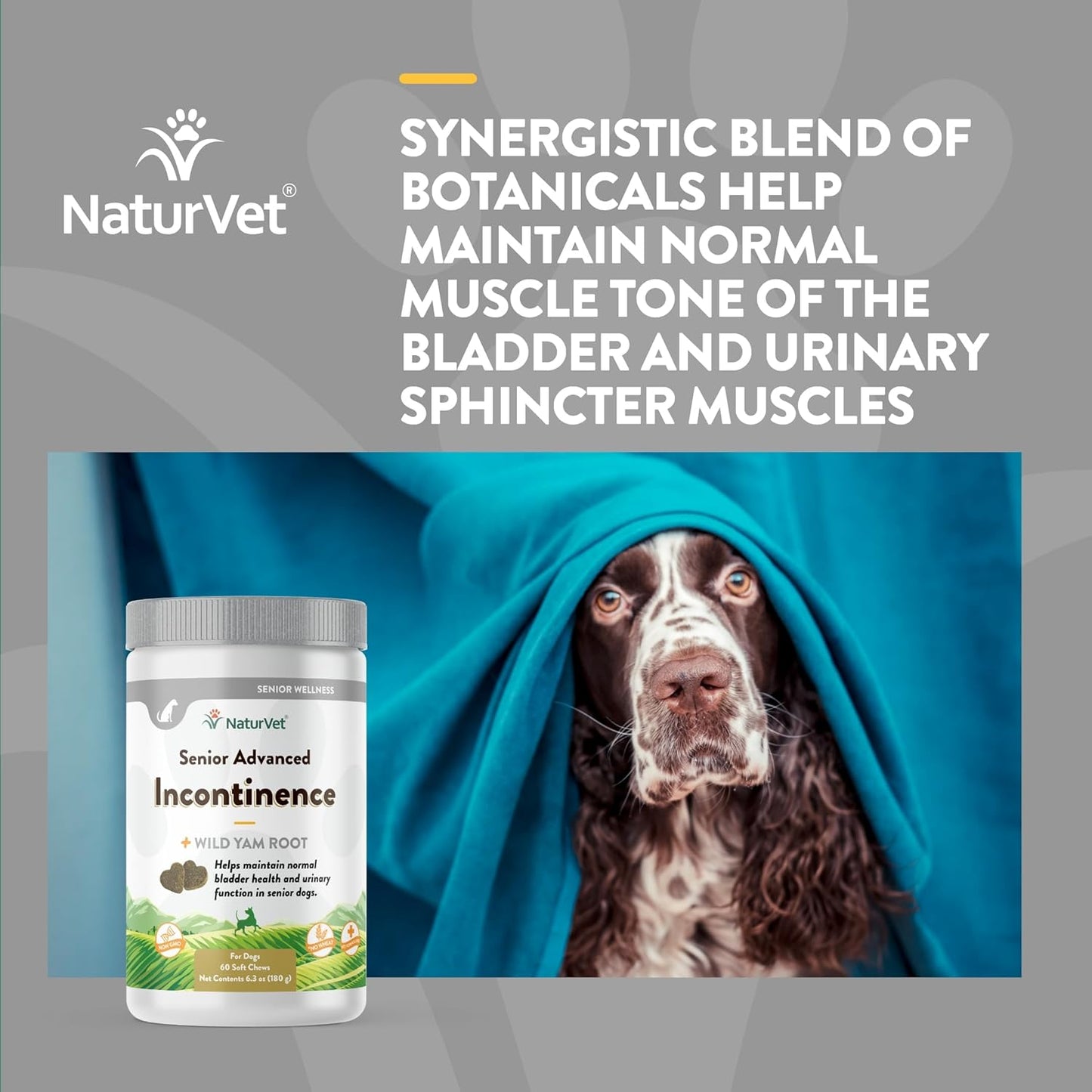 NaturVet Senior Dog Supplement for Bladder Control - Botanical Blend - 60 Soft Chews
