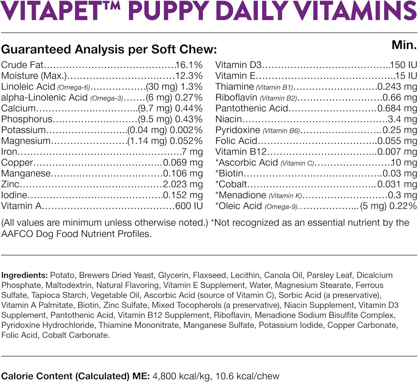 NaturVet VitaPet Puppy Daily Vitamins with Breath Aid - Essential Nutrients for Puppies (70 Soft Chews)