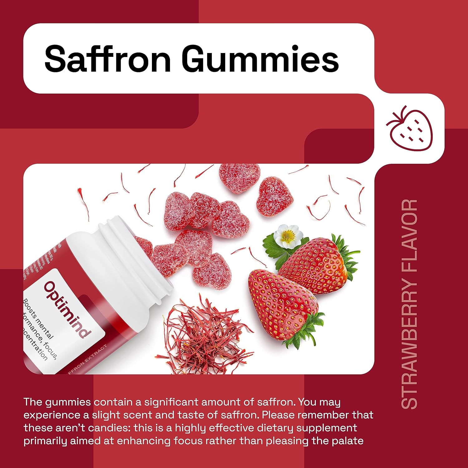 NAVEH PHARMA® OptiMind - Focus Supplement for Kids | Natural Saffron Supplements | Memory and Mood Support Gummies