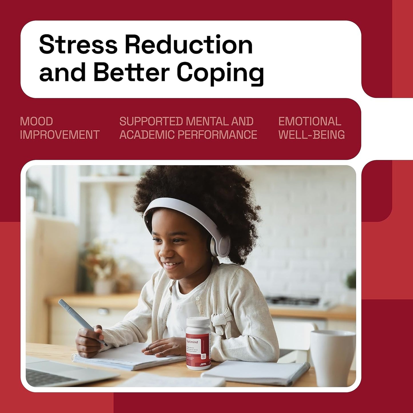 NAVEH PHARMA® OptiMind - Focus Supplement for Kids | Natural Saffron Supplements | Memory and Mood Support Gummies