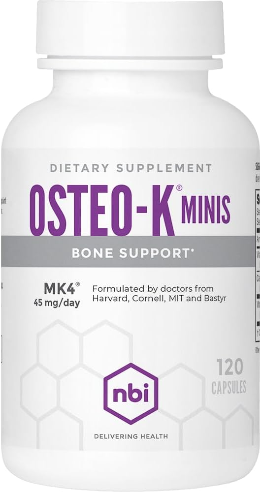 NBI Osteo-K Mini - Vitamin D & K Complex with Calcium Citrate | 45mg Vitamin K2 (MK4) | Strong Bone Health | 120ct
