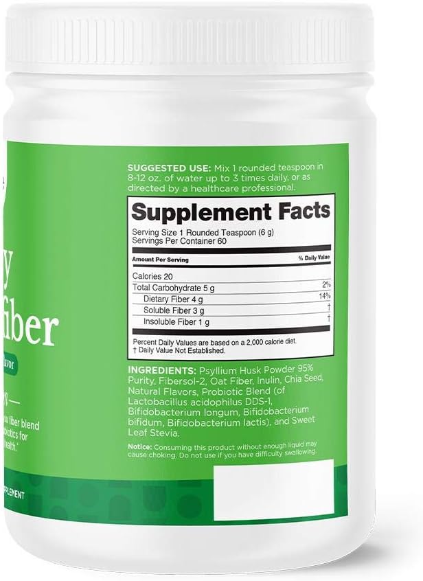 nbpure Daily Fiber Powder Blend with Prebiotic, Insoluble, Soluble Fiber + Probiotics - Digestive Health, Cholesterol & Weight Management - Coconut Lime Flavor for Women, Men, Kids
