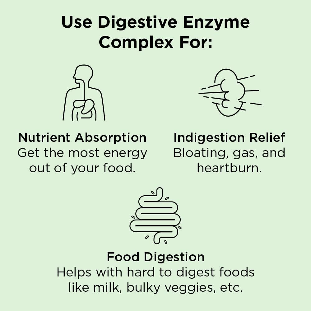 Nbpure Vegan Digestive Enzyme Complex for Men and Women - Supports Daily Digestion with 12 Enzymes and 3 Herbs, Including Lactase, Protease, Lipase, Ginger, Cinnamon, and Peppermint