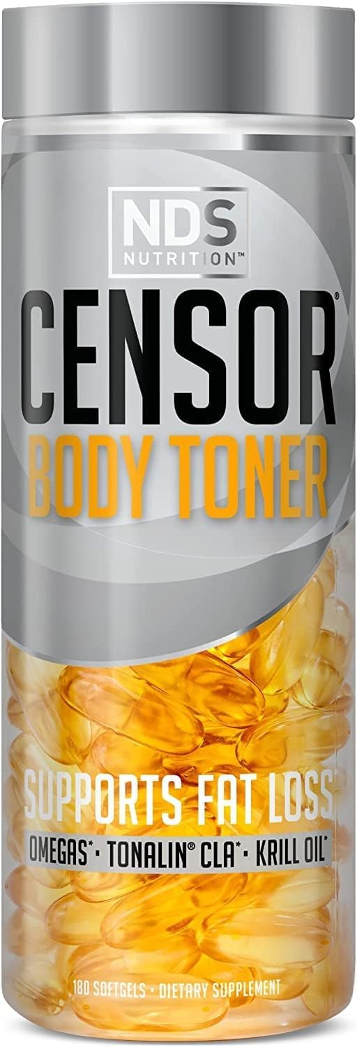 NDS Censor Softgels - Dietary Supplement for Fat Loss and Body Toning with CLA, Fish Oil, Safflower, Omega 3-6-9 Blend - Boost Energy and Metabolism for Better Health - 180 Count
