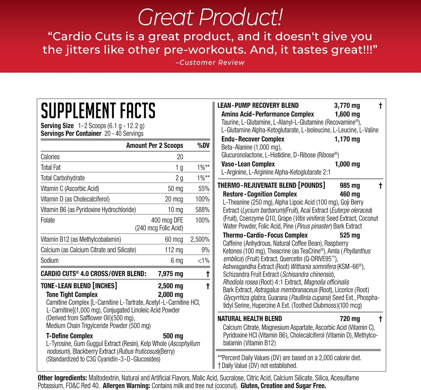 NDS Nutrition Cardio Cuts 4.0 - Cherry Slush Flavor - 8.6 oz. Jar