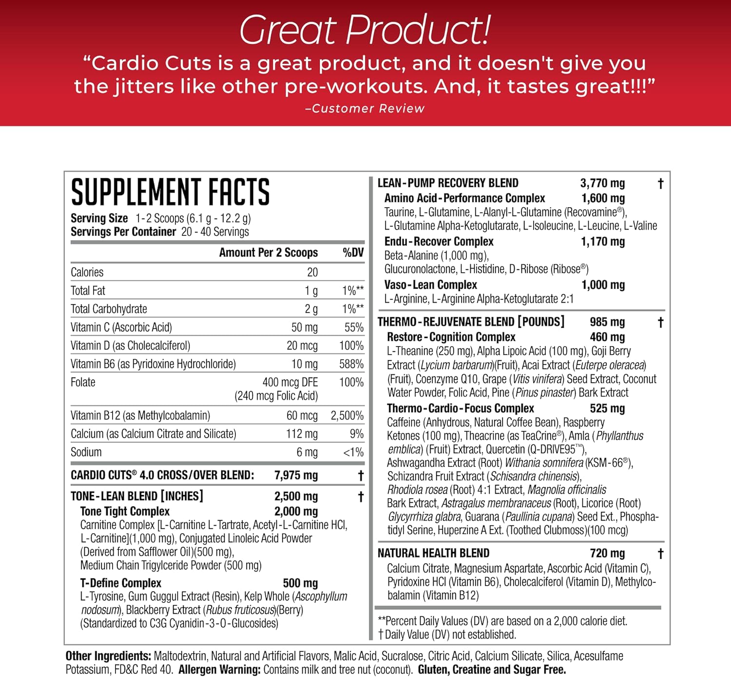 NDS Nutrition Cardio Cuts 4.0 - Cherry Slush Flavor - 8.6 oz. Jar