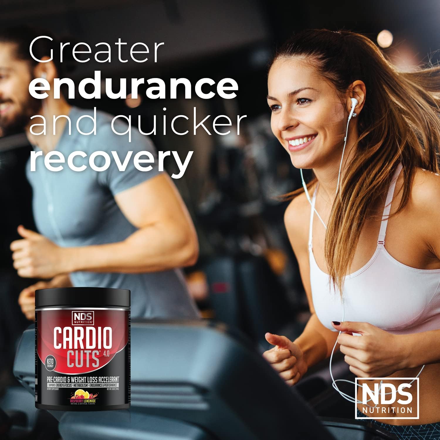 NDS Nutrition Cardio Cuts 4.0 Pre Workout Supplement - Advanced Weight Loss Formula with L-Carnitine, CLA, MCTs, L-Glutamine, Safflower Oil - Razz Lemonade (40 Servings)