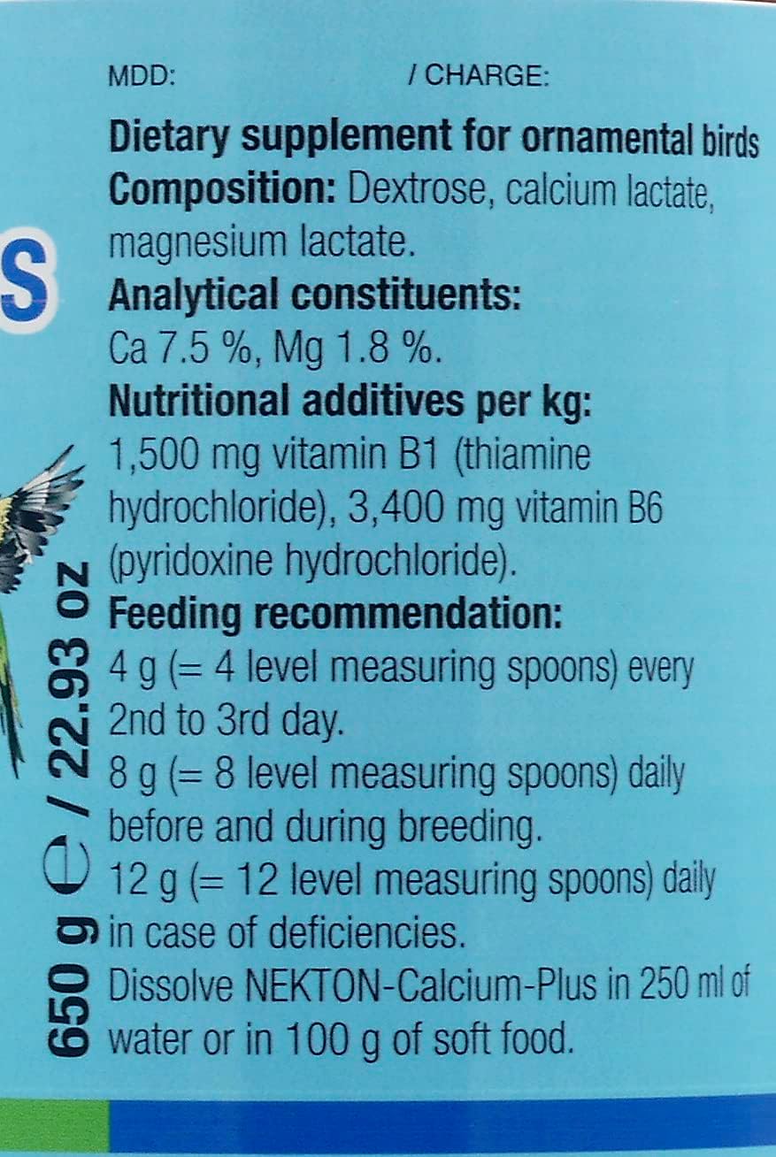 Nekton Calcium Plus Supplement with Magnesium and Vitamins - 140g/5 oz White Formula
