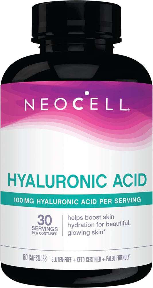 NeoCell Hyaluronic Acid Capsules - Supports Tissue Hydration, Essential Lubricant, Gluten Free - 60 Count