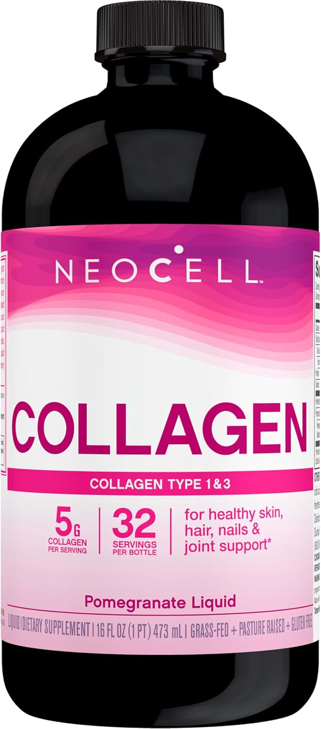 NeoCell Liquid Collagen Supplement with Fruit Juice Concentrates, Green Tea Blend, Pomegranate - Skin, Hair, Nails, Joints Support - 16 oz.