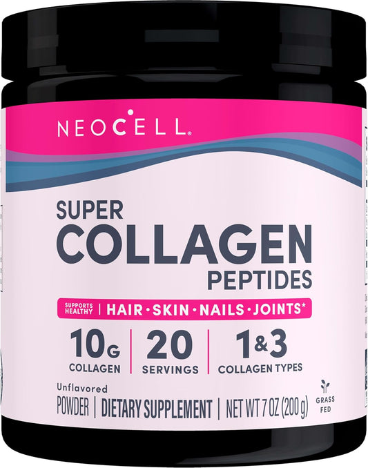 NeoCell Super Collagen Peptides: 10g/Serving, Gluten-Free, Keto, Non-GMO, Grass-Fed, Hair, Skin, Nails & Joints Support, Unflavored Powder - 7 oz.