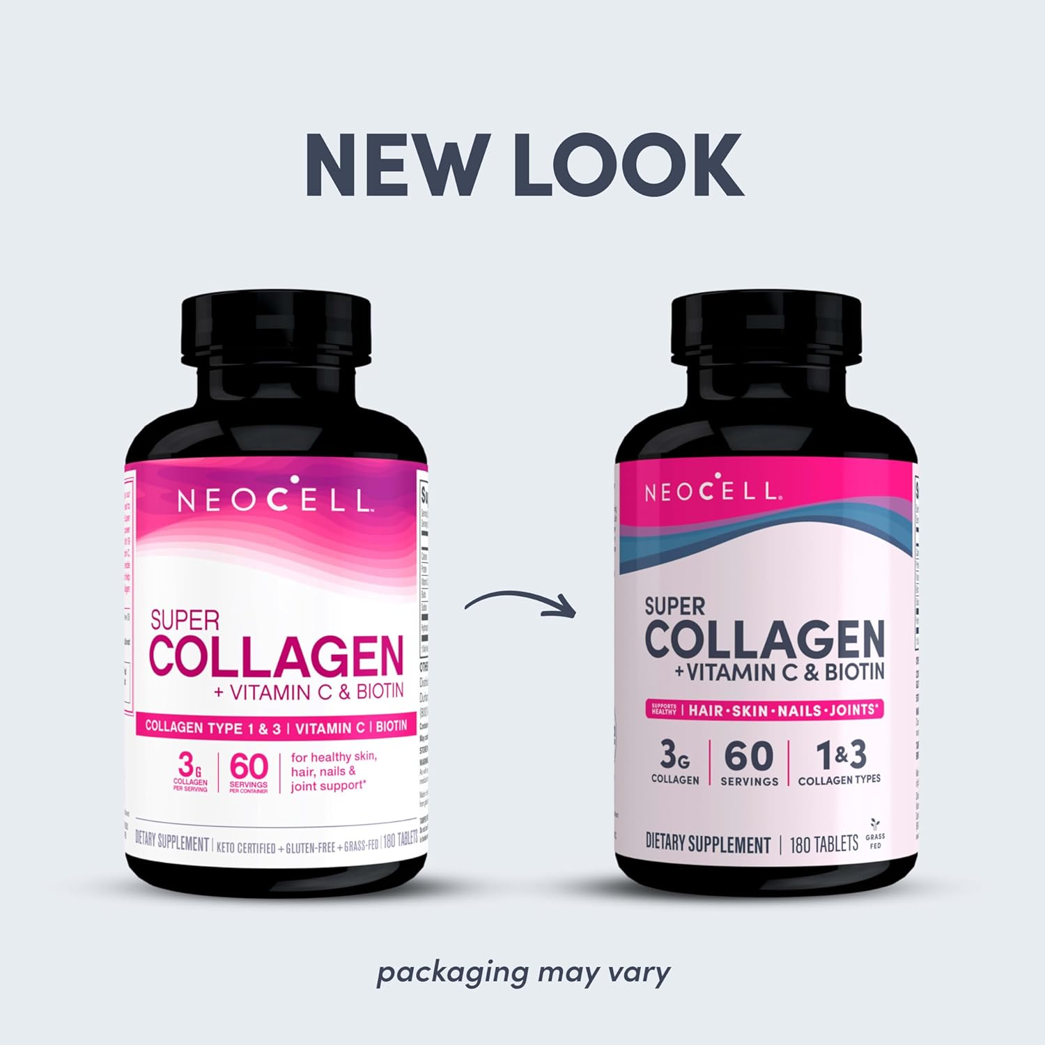NeoCell Super Collagen Tablet with Vitamin C, Biotin, and Antioxidants for Skin, Hair, and Nails - 180 Count