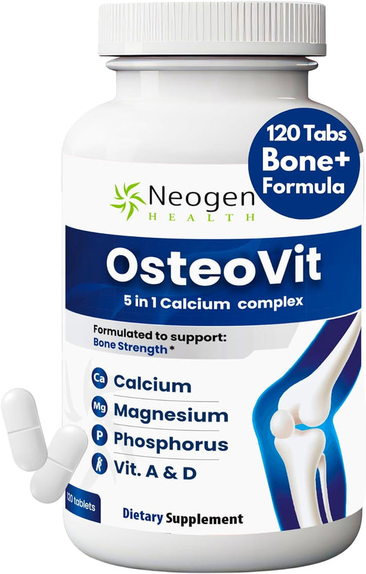 Neogen Health OsteoVit 5-in-1 Calcium Multivitamin 120 tabs - Bone Strength & Flexibility* - Non-GMO Gluten Free Supplement for Women & Men