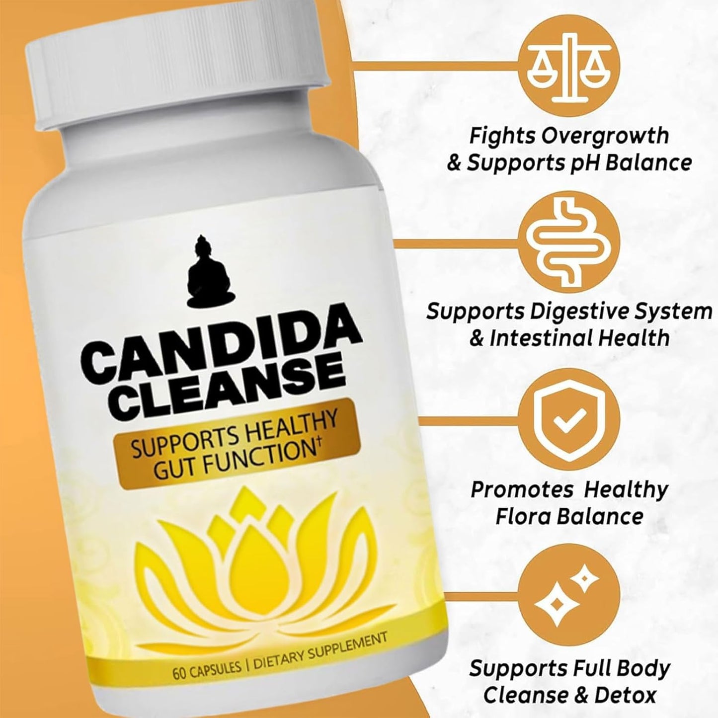 Neonomicon Candida Cleanse - Probiotic & Herbal Gut Support Supplement for Men & Women - 60 Capsules