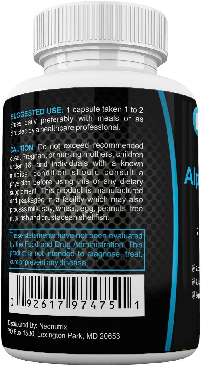 Neonutrix Alpha Lipoic Acid Plus Acetyl L-Carnitine Supplement for Brain & Muscle Health - 60 Capsules