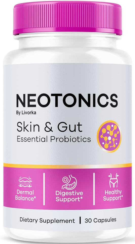 Neotonic Skin & Gut Probiotic Capsules - 1 Month Supply of Organic Neotonics Skin Care - Reviews Included