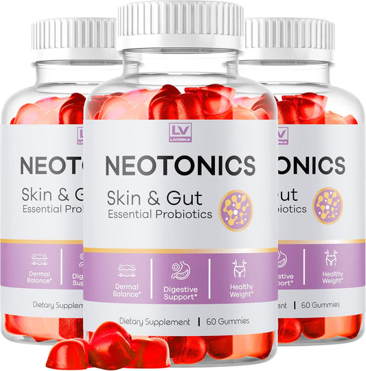 Neotonics Skin And Gut Gummies (3 Pack) - Essential Probiotics for Skin & Gut Health - 180 Gummies for 3 Months - Reviews