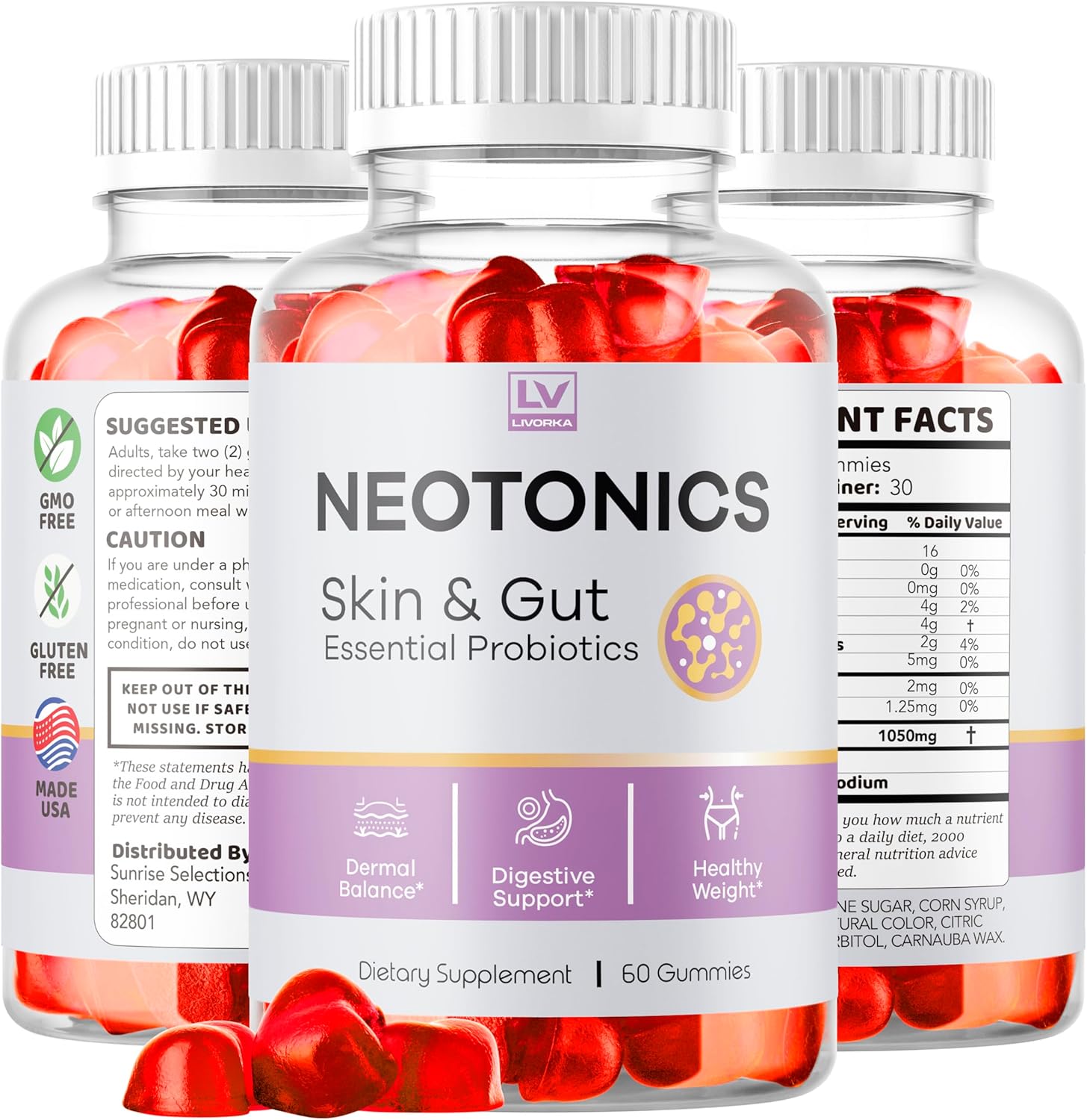 Neotonics Skin and Gut Gummies 5-Pack - Essential Probiotics for Skin and Gut Health - 300 Gummies for 5 Months - Reviews