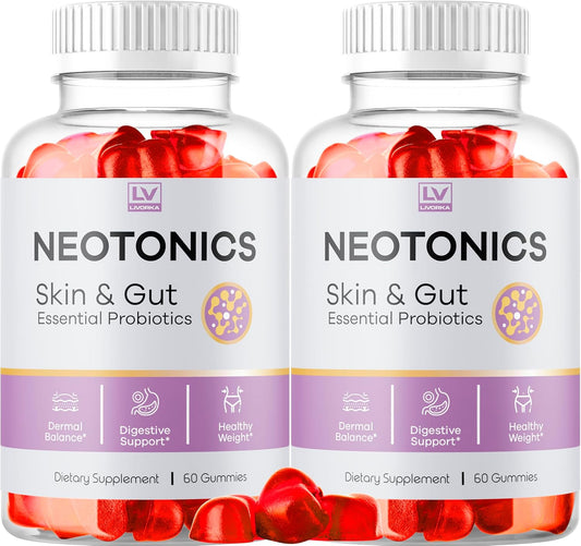 Neotonics Skin And Gut Probiotic Gummies - 2 Pack, 120 Gummies for 2 Months - Reviews & Benefits