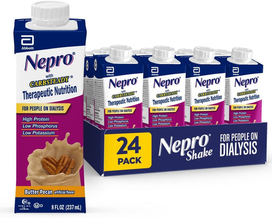 Nepro Dialysis Nutrition Shake, Butter Pecan Flavor, 19g Protein, 420 Calories, 8 fl oz, 24 Pack