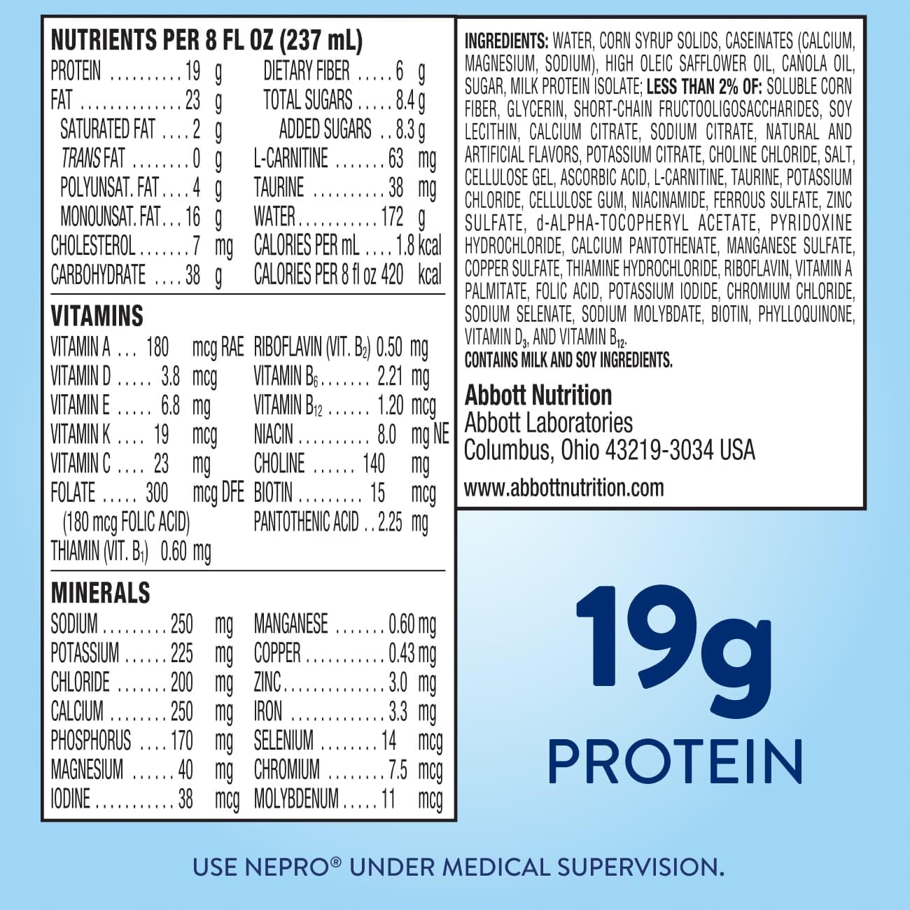 Nepro Dialysis Nutrition Shake, Butter Pecan Flavor, 19g Protein, 420 Calories, 8 fl oz, 24 Pack