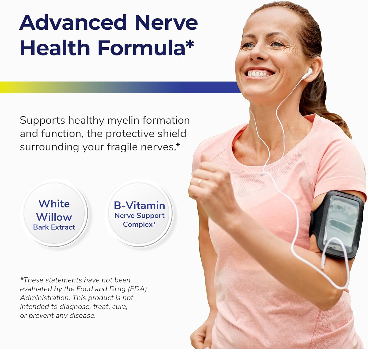 Nerve Support Supplement with Pea, White Willow, B-Vitamins - Advanced Nerve Health - 60 Capsules, Made in USA