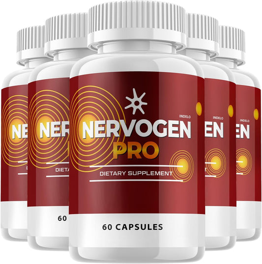 Nervogen Pro Capsules (5 Pack) - Advanced Formula Dietary Supplement with Vitamin C and Zinc for Neuropathy - 300 Capsules