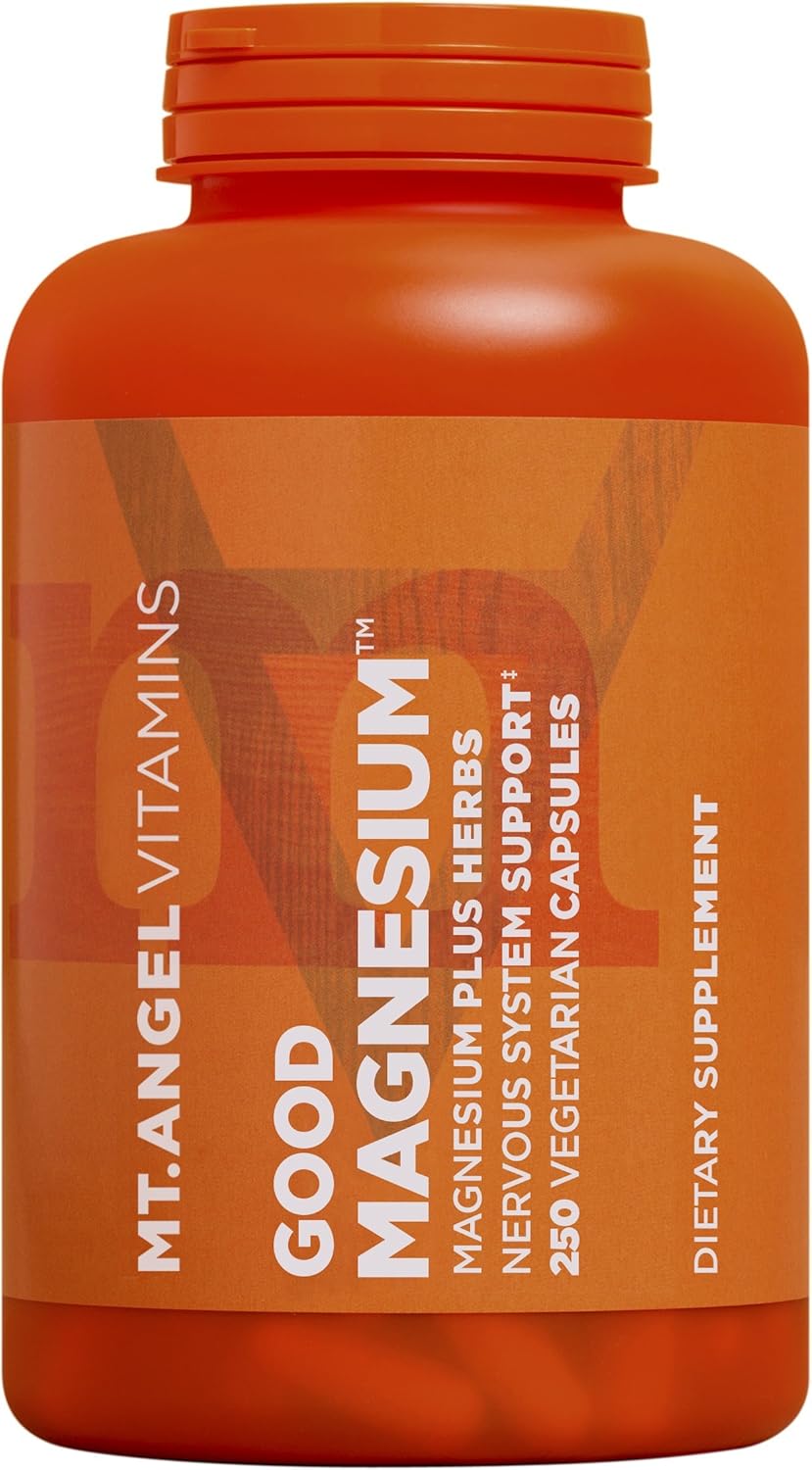 Nervous System Support with Good Magnesium & Herbs - Mt. Angel Vitamins (250 Vegetarian Capsules)