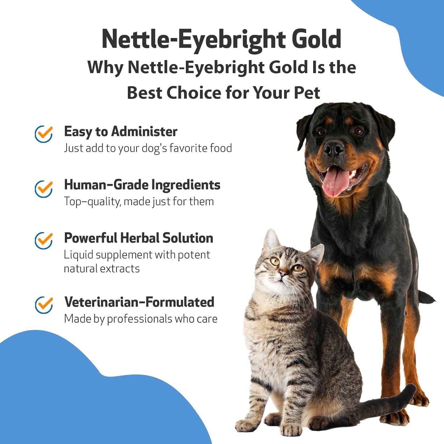 Nettle-Eyebright Gold Herbal Supplement for Pets - Seasonal Allergies, Sneezing, Eye, and Nose Discomfort - Veterinarian Formulated - 4 oz