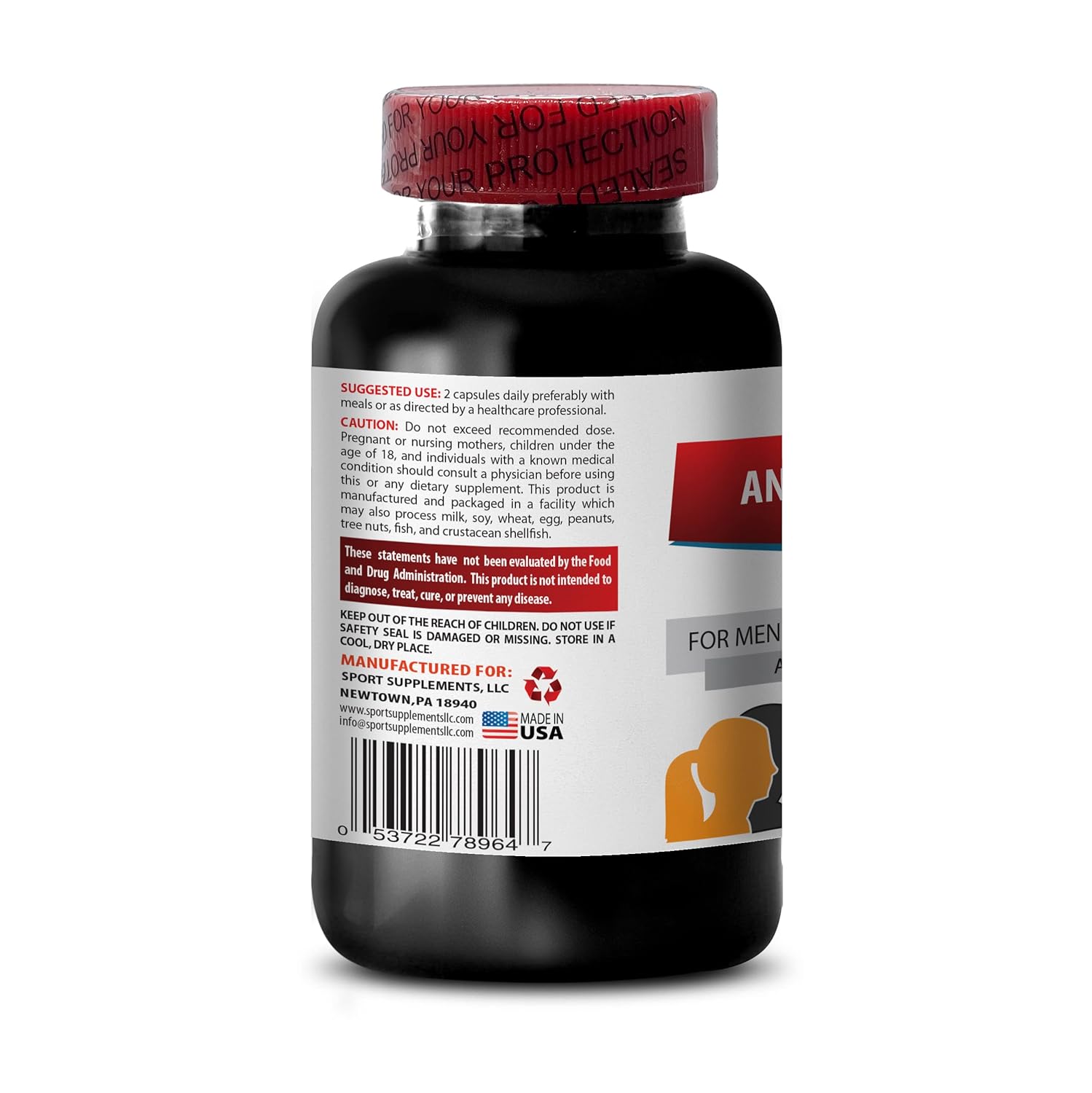 Nettle Root Extract Powder Anti Gray Hair Supplement with Folic Acid, Biotin, and Saw Palmetto - 60 Capsules