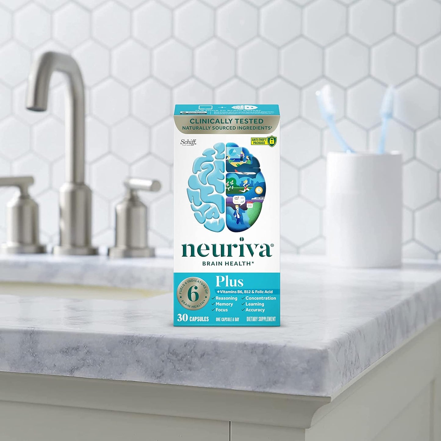 NEURIVA Plus Brain Supplement: Clinically Tested Nootropics for Memory, Focus, and Cognitive Enhancement - 30 Capsules