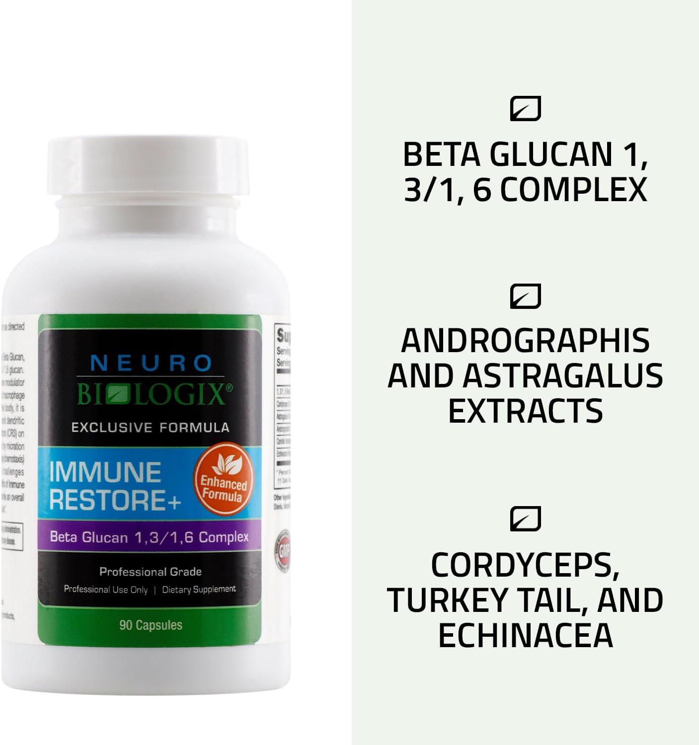Neuro Biologix Immune Restore Plus with Beta Glucan Complex - 90 Capsules for Immune Support