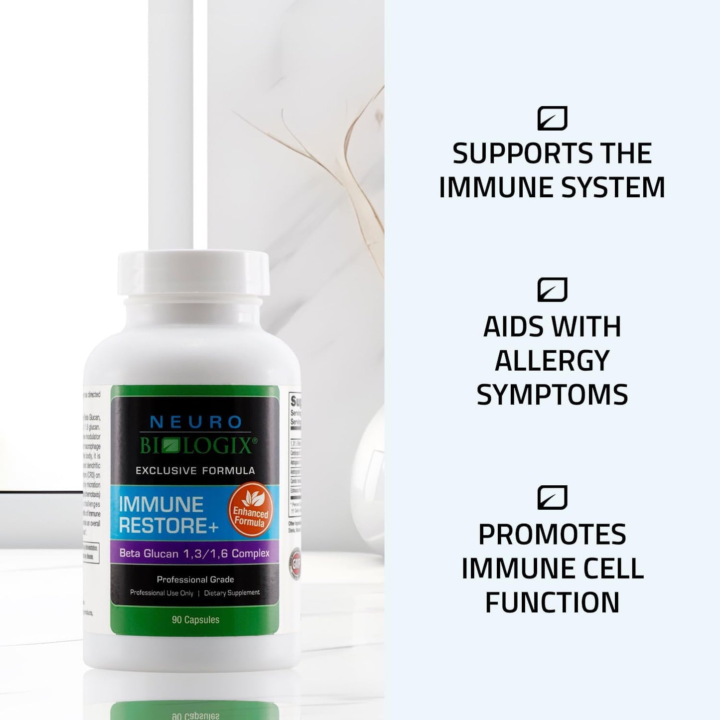 Neuro Biologix Immune Restore Plus with Beta Glucan Complex - 90 Capsules for Immune Support