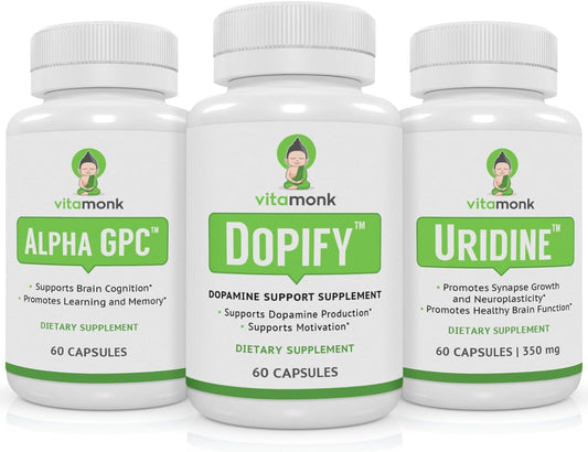 Neuro Boost Duo: VitaMonk Dopamine Support Supplement with Alpha GPC and Uridine