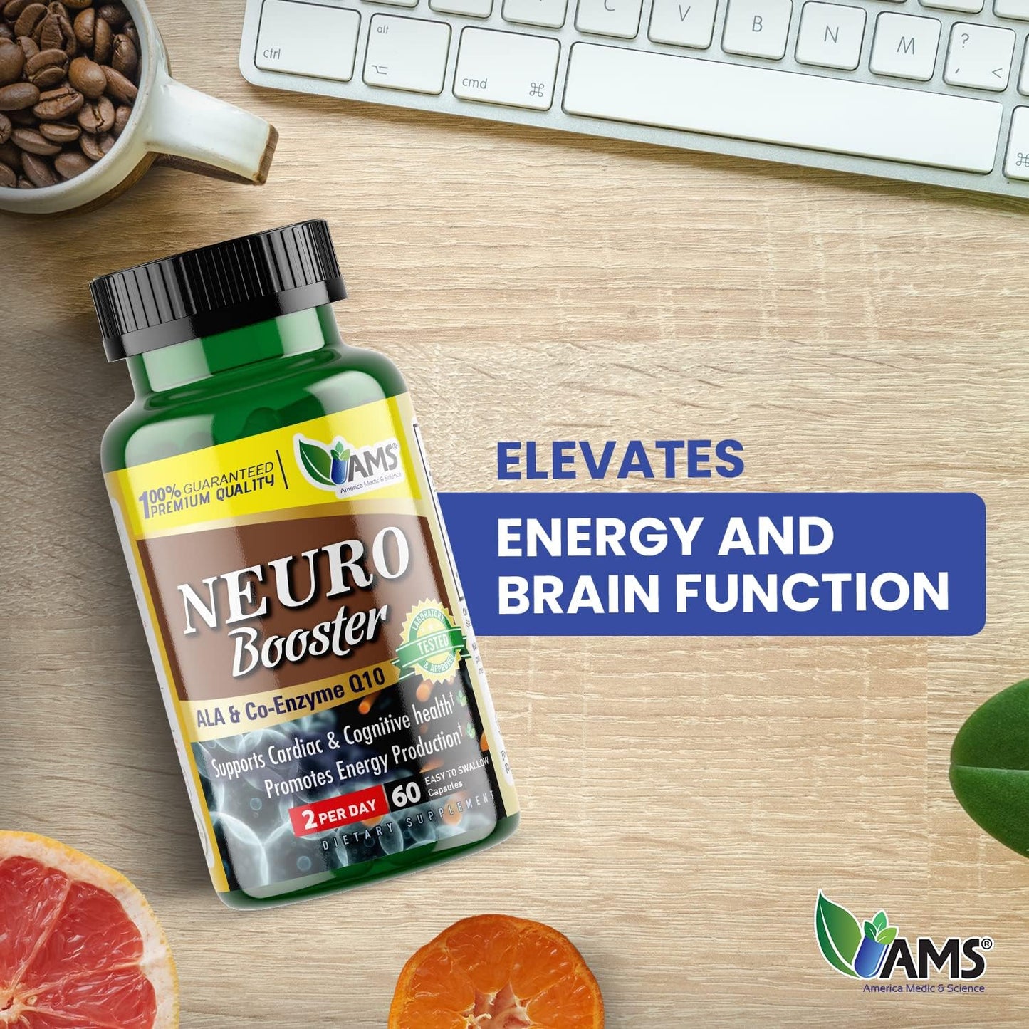 Neuro Booster Supplement with Coenzyme Q10, ALA, and Acetyl L-Carnitine for Brain Health - 60 Capsules