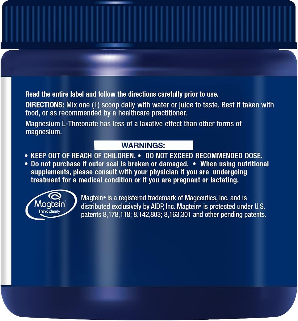 Neuro-Mag Magnesium L-Threonate Powder in Tropical Punch Flavor - 3.293 Ounce for Life Extension