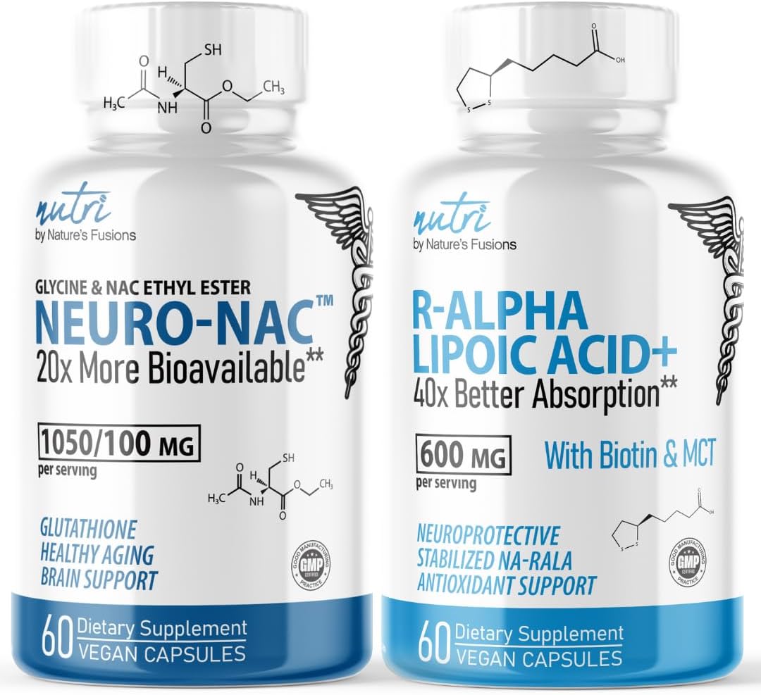 Neuro NAC Ethyl Ester & R Alpha Lipoic Acid 600mg Capsules (60 Count) by Nature's Fusions