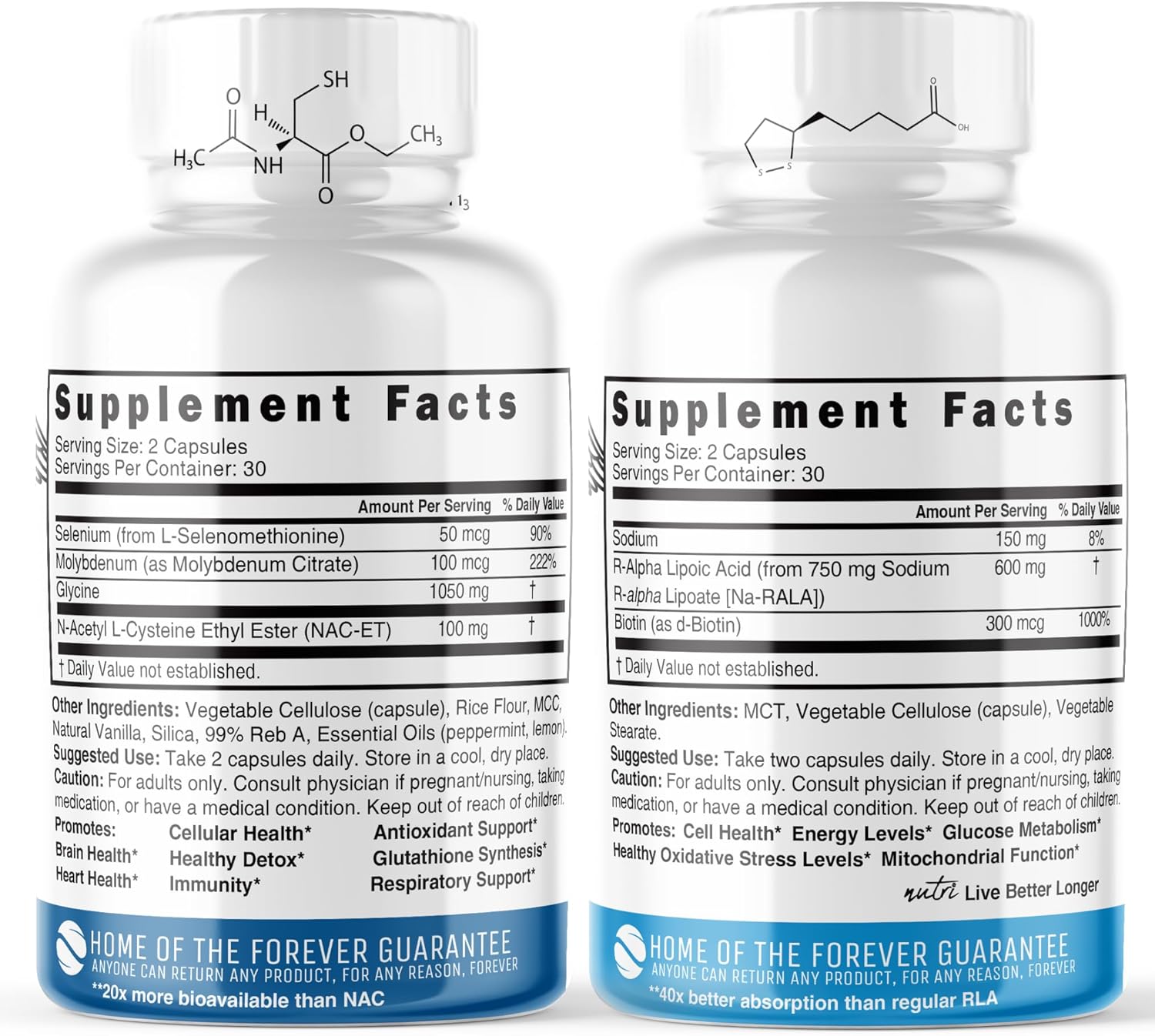 Neuro NAC Ethyl Ester & R Alpha Lipoic Acid 600mg Capsules (60 Count) by Nature's Fusions