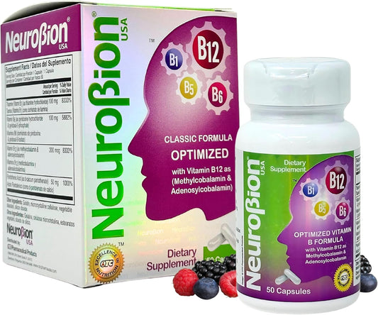Neurobion Classic Formula B12 Methylcobalamin Dietary Supplement - 50 Capsules, Optimized Formula